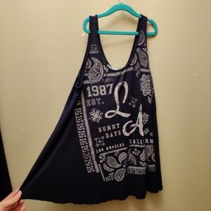 Navy Graphic Tank Top